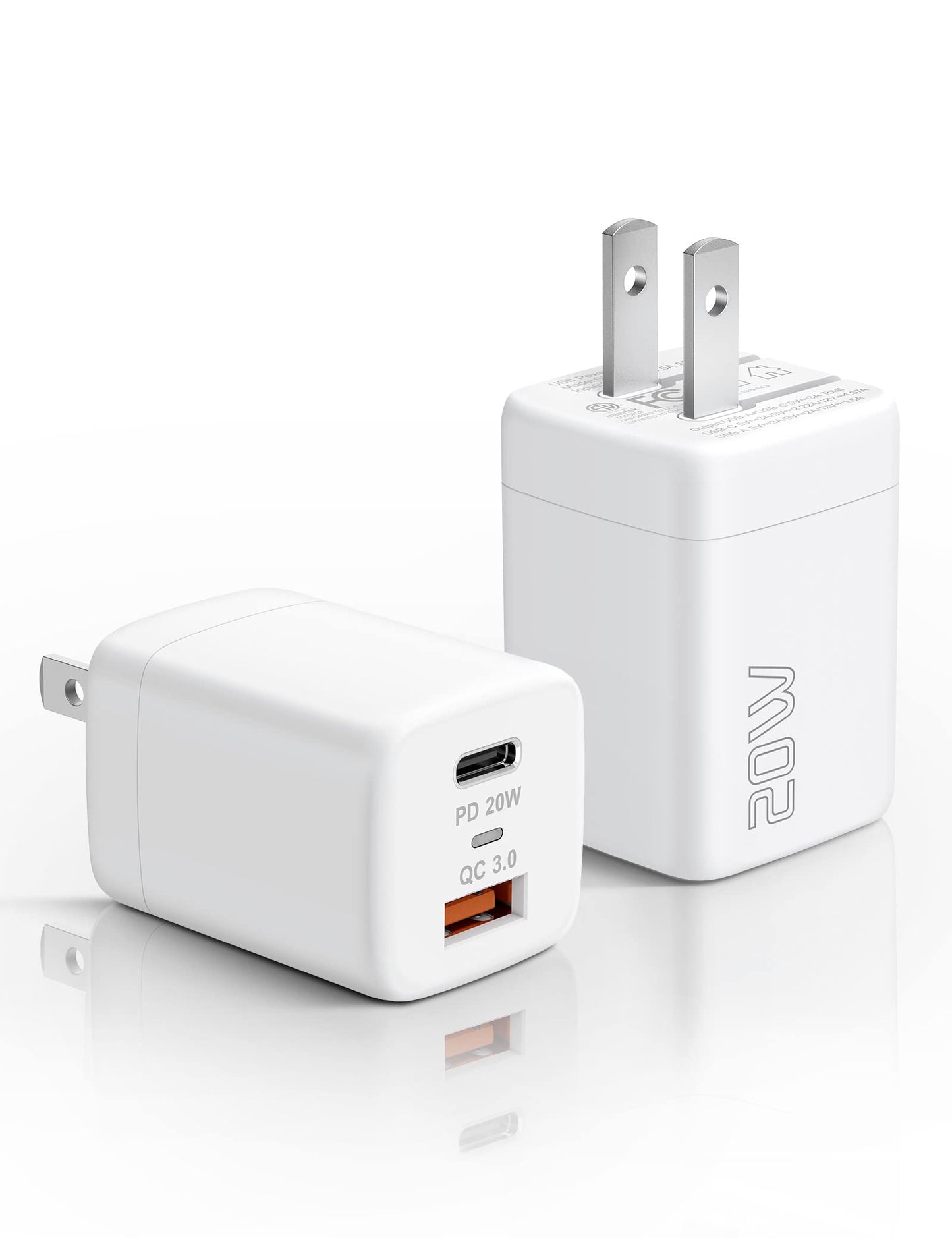 18W Fast Charger with Dual USB-A Ports & Type-C Cable