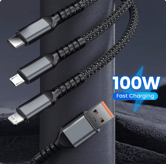 100W 3 In 1 Fast Charging Cable