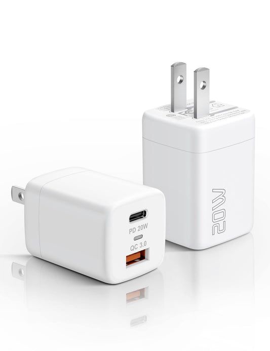 18W Fast Charger with Dual USB-A Ports & Type-C Cable